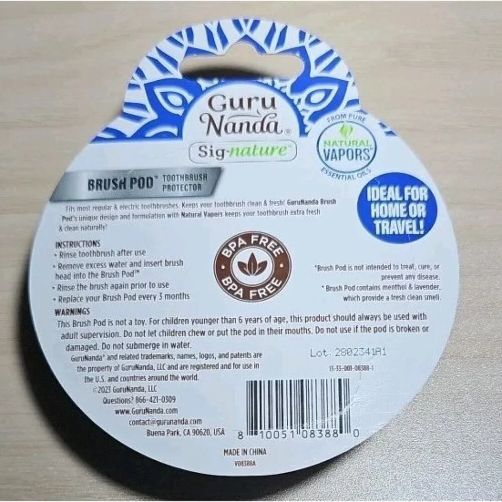 New Toothbrush Pod / Cap Compact & Travel Friendly Guru Nanda Signature